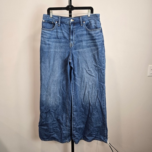 Madewell Extra-Wide Leg Jeans Blue Montauk Wash High Rise Boho Casual Size 32 - Picture 2 of 8